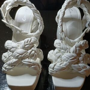 Sam Edelman White Braided Platform Sandals
